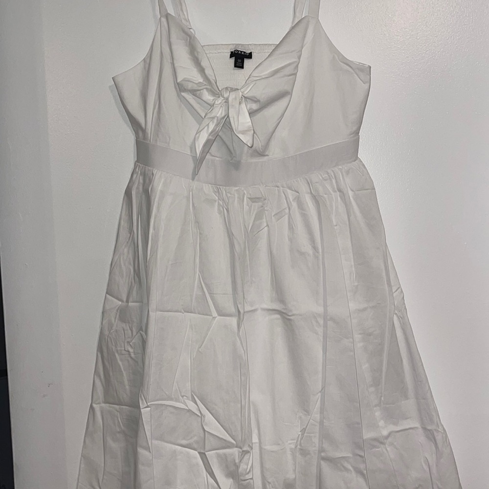 White Torrid tie front skater dress